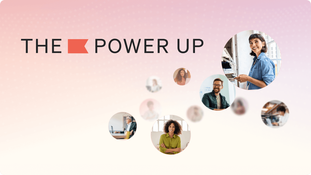 The Klaviyo Power Up logo with circles showing individuals smiling and looking at the camera