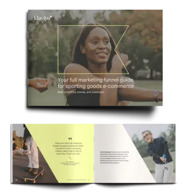 Klaviyo logo outline highlighting a woman exercising outdoors