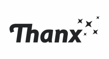 Thanx logo in charcoal with stylised stars.