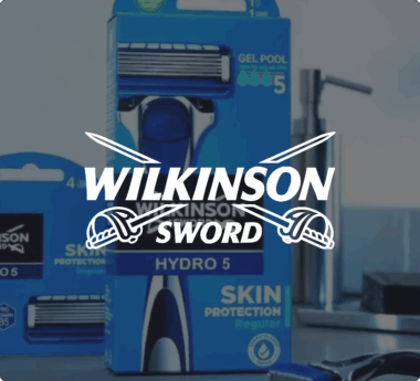 Wilkinson Sword Hydro 5 razor packaging with logo overlay.