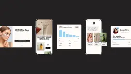 Five mobile screens displaying BFCM sale promotions, product listings, analytics, and customer reviews.