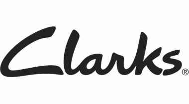 Clarks logo in charcoal script font.