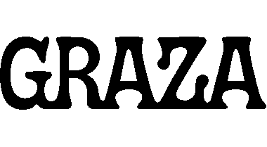 Graza logo in black text with a stylized olive branch.