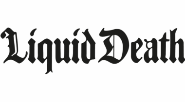 Liquid Death logo in blackletter font.