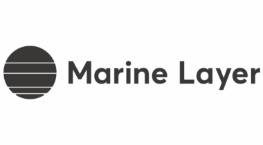 Marine Layer logo with a striped circle design next to the text "Marine Layer".