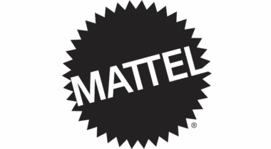 Mattel logo in charcoal with a starburst design.